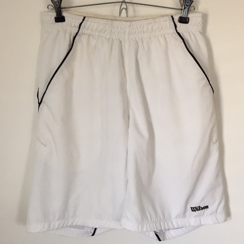 Wilson men’s white tennis shorts, small